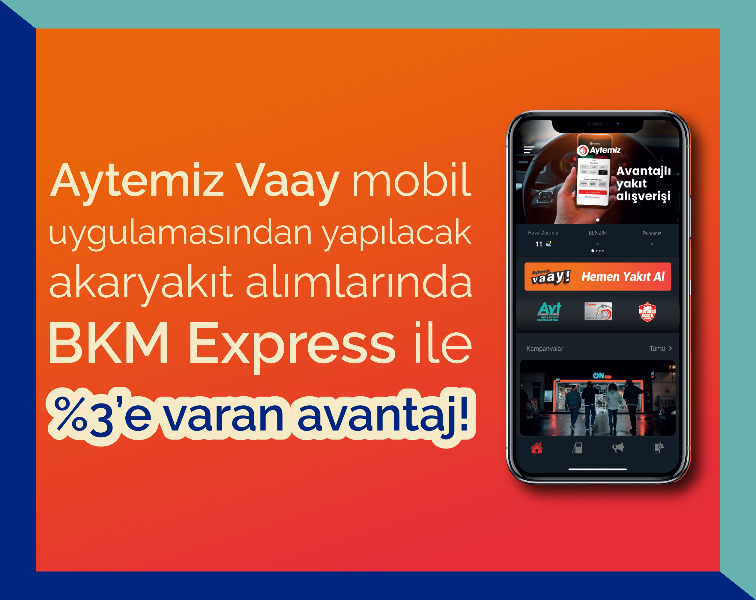 Aytemiz Vaay mobil uygulamasından yapılacak akaryakıt alımlarında %3'e varan avantaj!